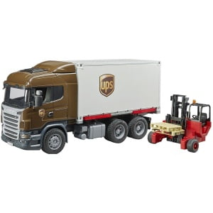 Bruder-camion ups scania r series si stivuitor